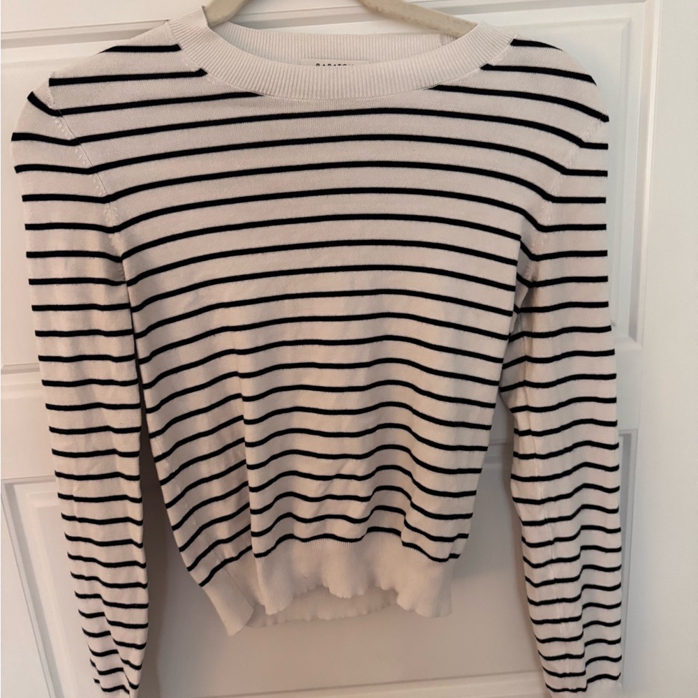 Aritzia Black and White Striped Crew Neck Sweater